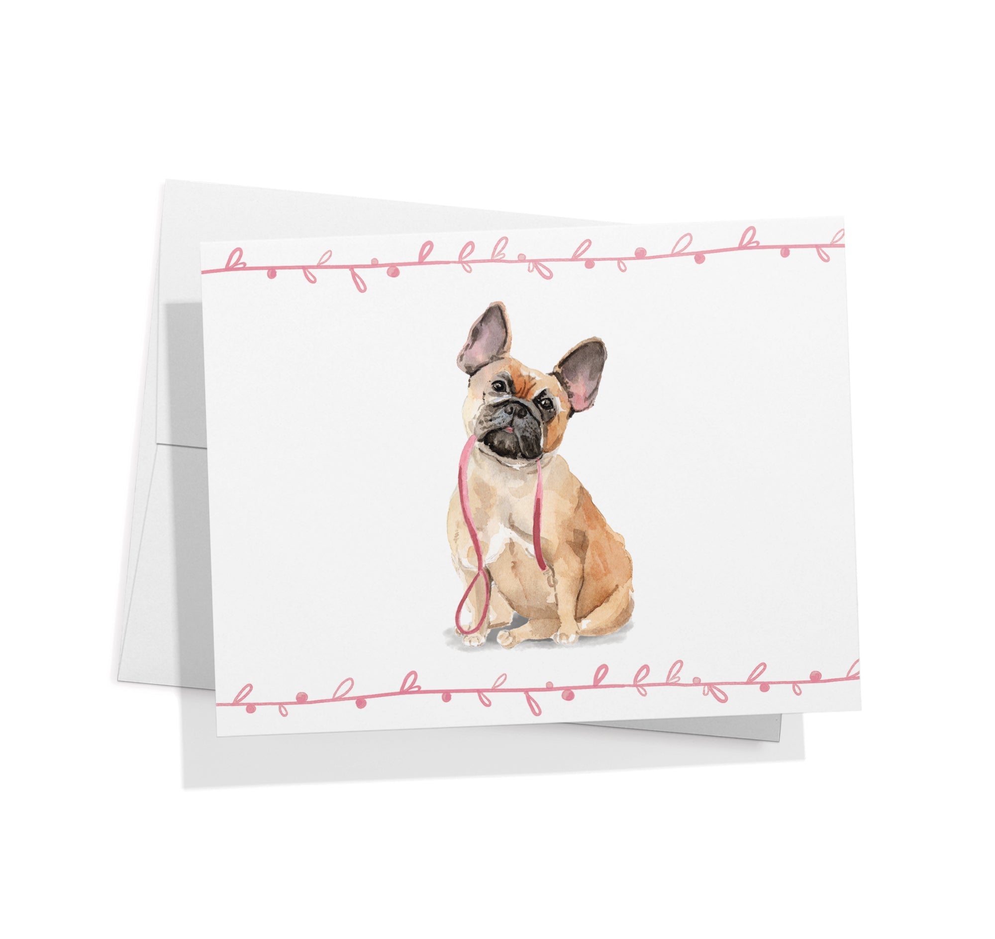French Bulldog Watercolor Dog Greeting Cards with Envelopes - Set of 12