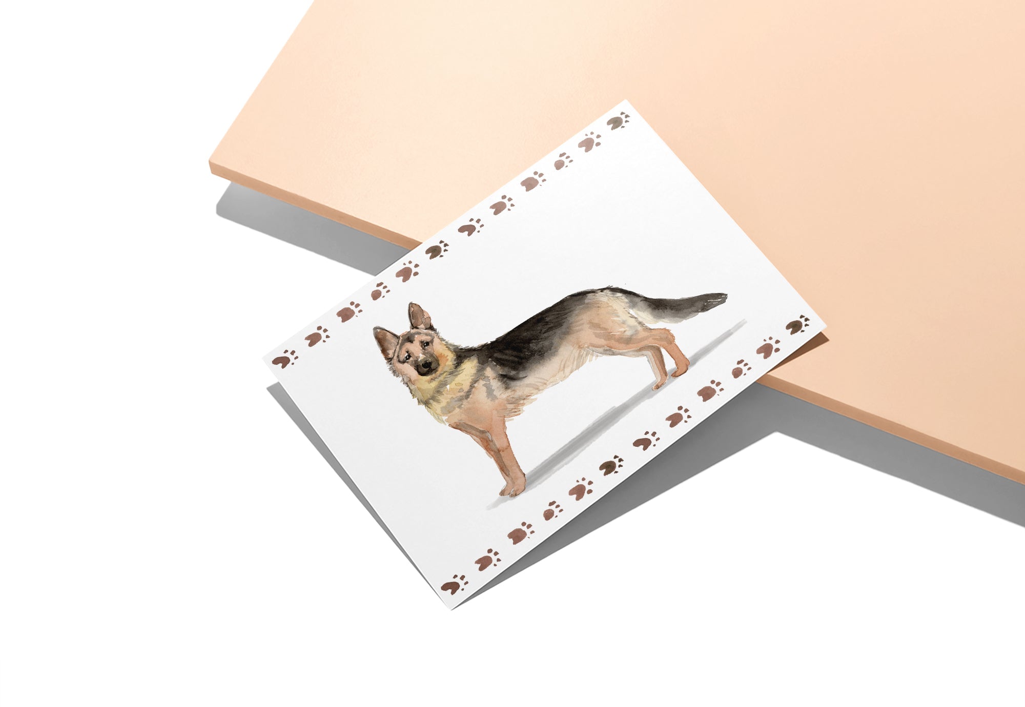 German Shepherd Watercolor Dog Greeting Cards with Envelopes - Set of 12