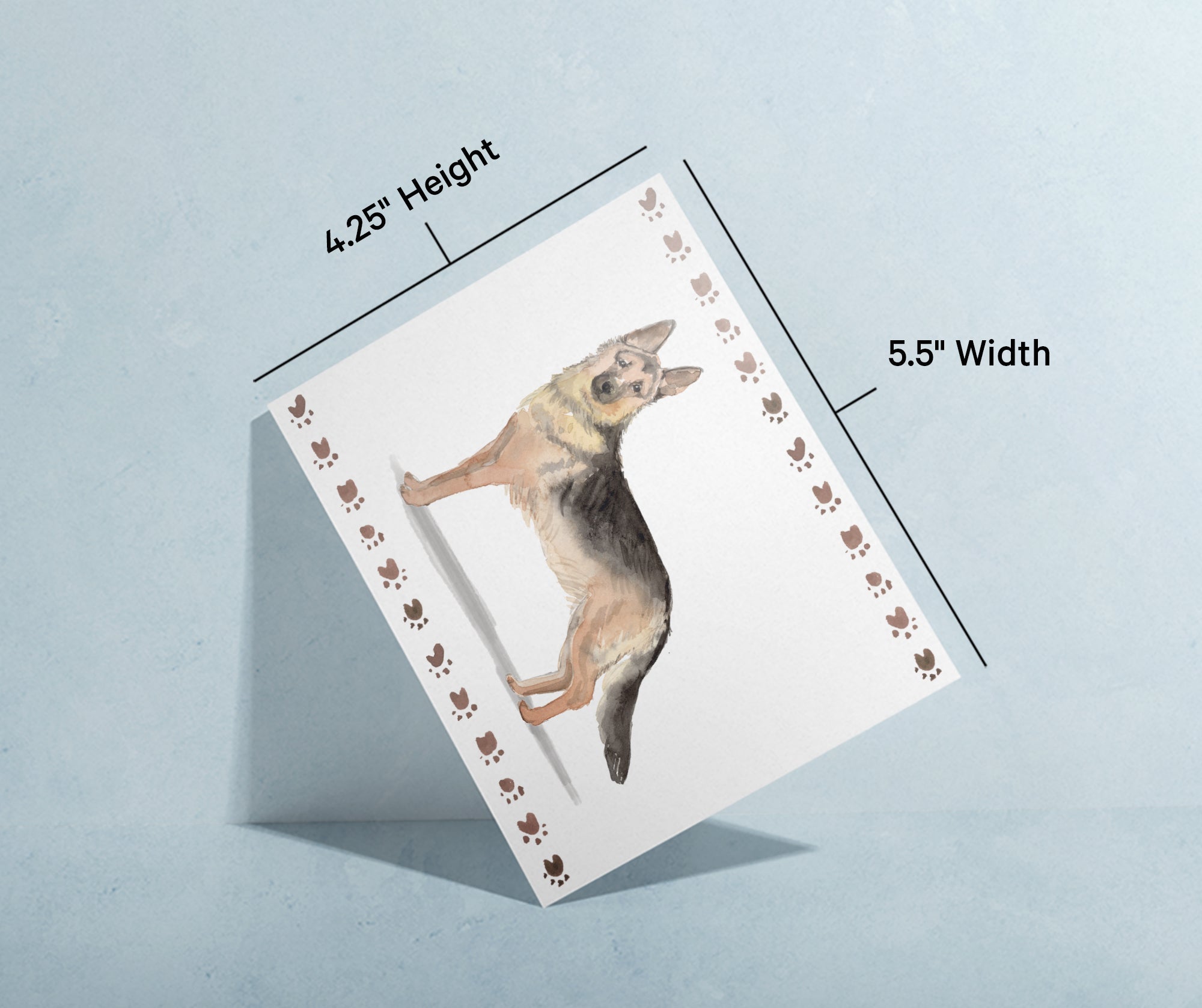 German Shepherd Watercolor Dog Greeting Cards with Envelopes - Set of 12