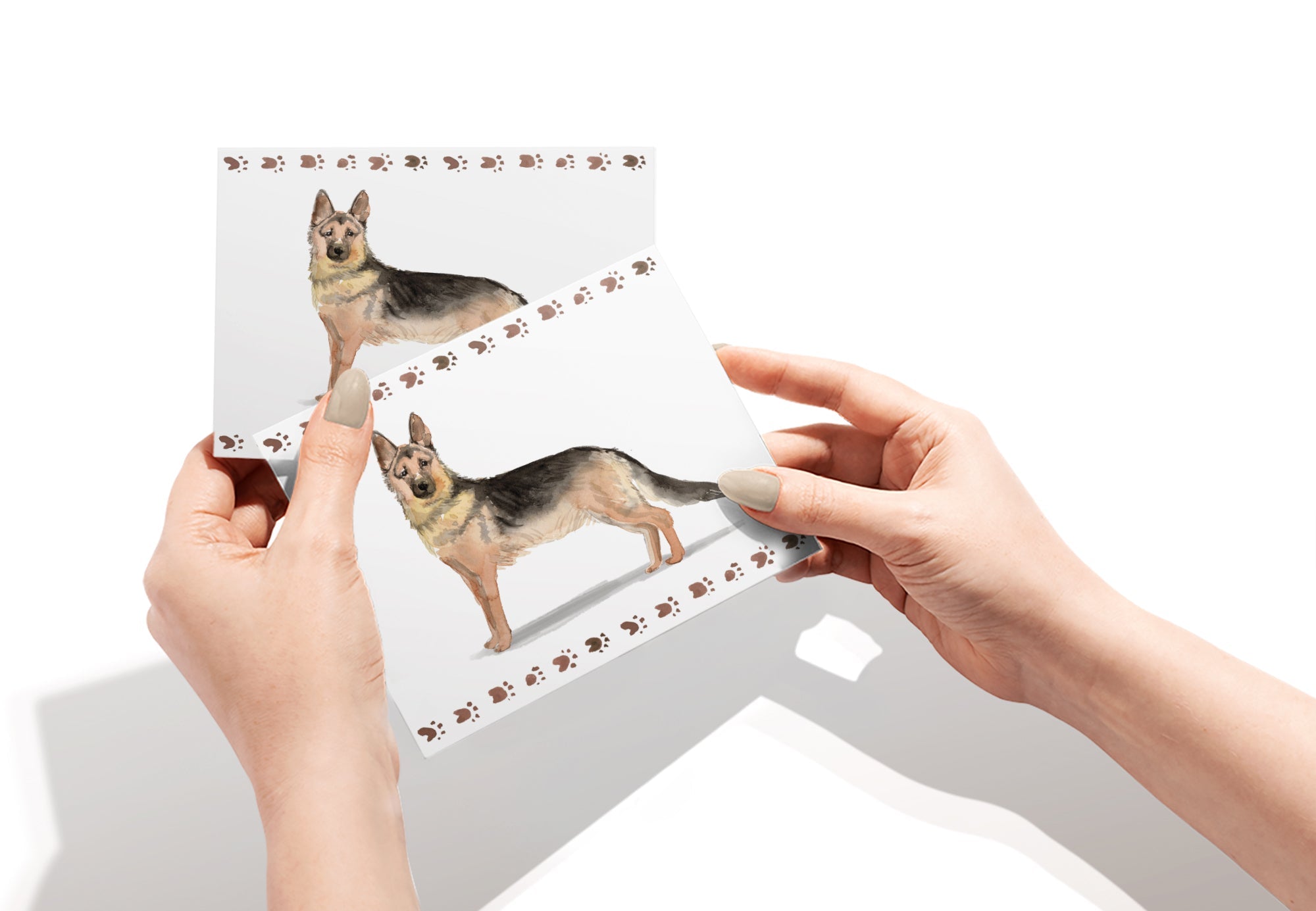 German Shepherd Watercolor Dog Greeting Cards with Envelopes - Set of 12