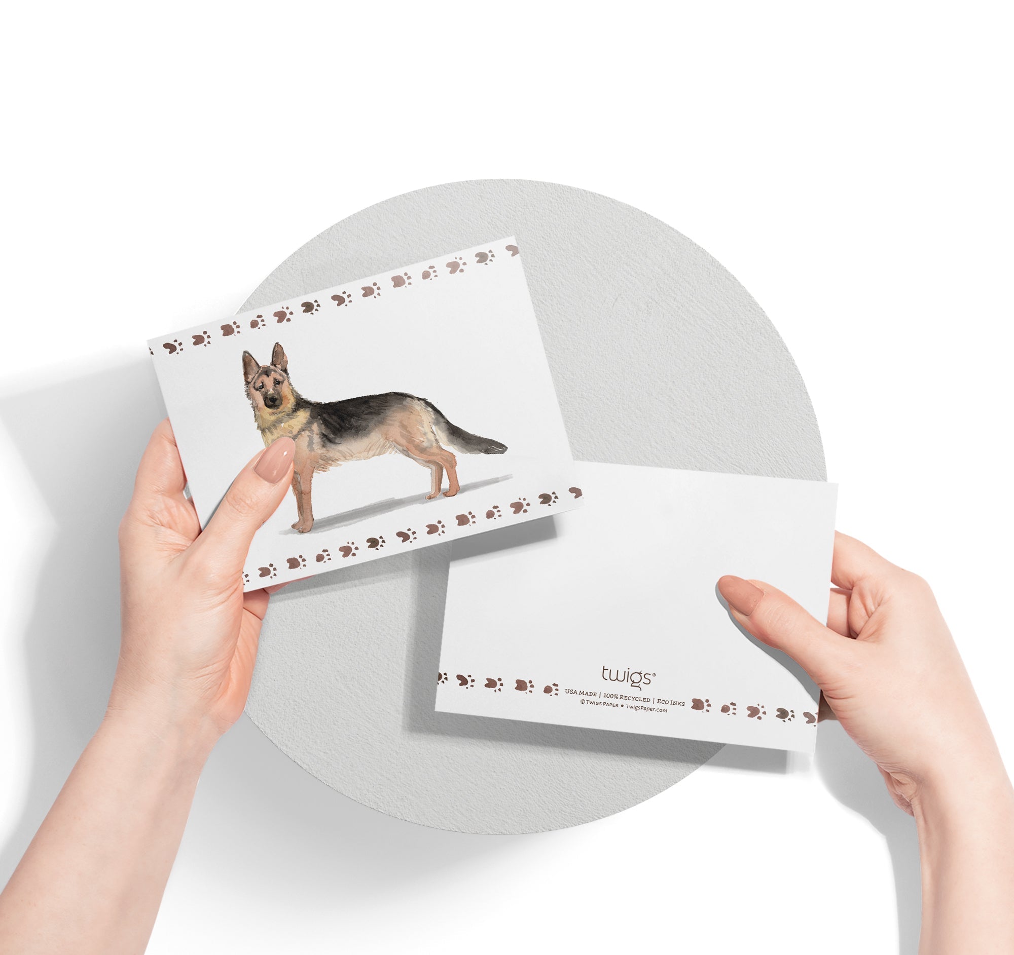 German Shepherd Watercolor Dog Greeting Cards with Envelopes - Set of 12