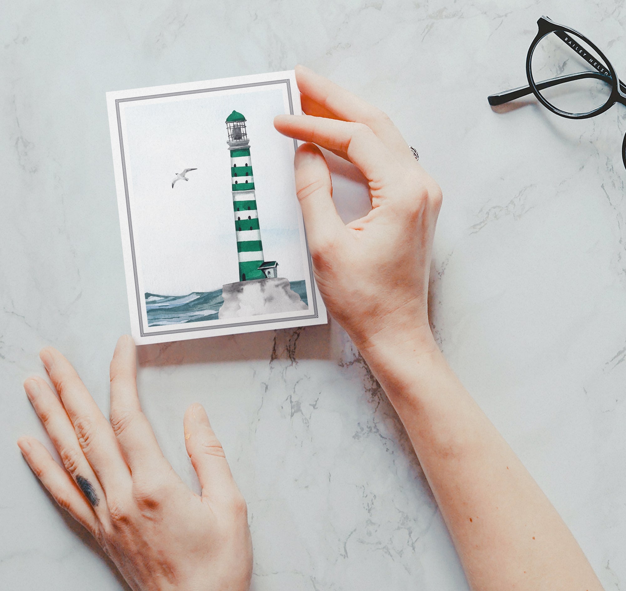 Guiding Lights Lighthouse Sympathy Cards with Envelopes - Set of 12
