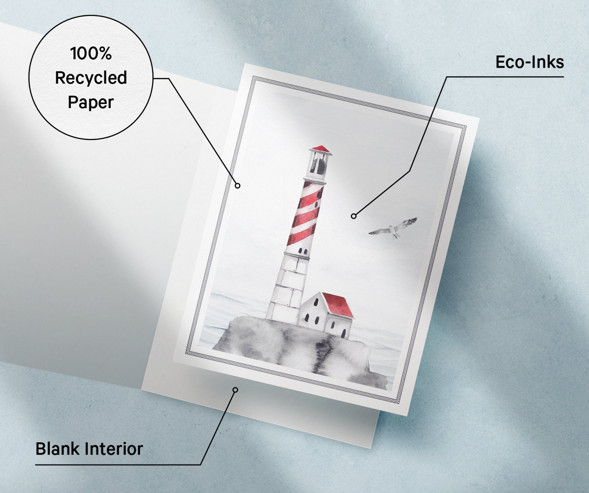 Guiding Lights Lighthouse Sympathy Cards with Envelopes - Set of 12