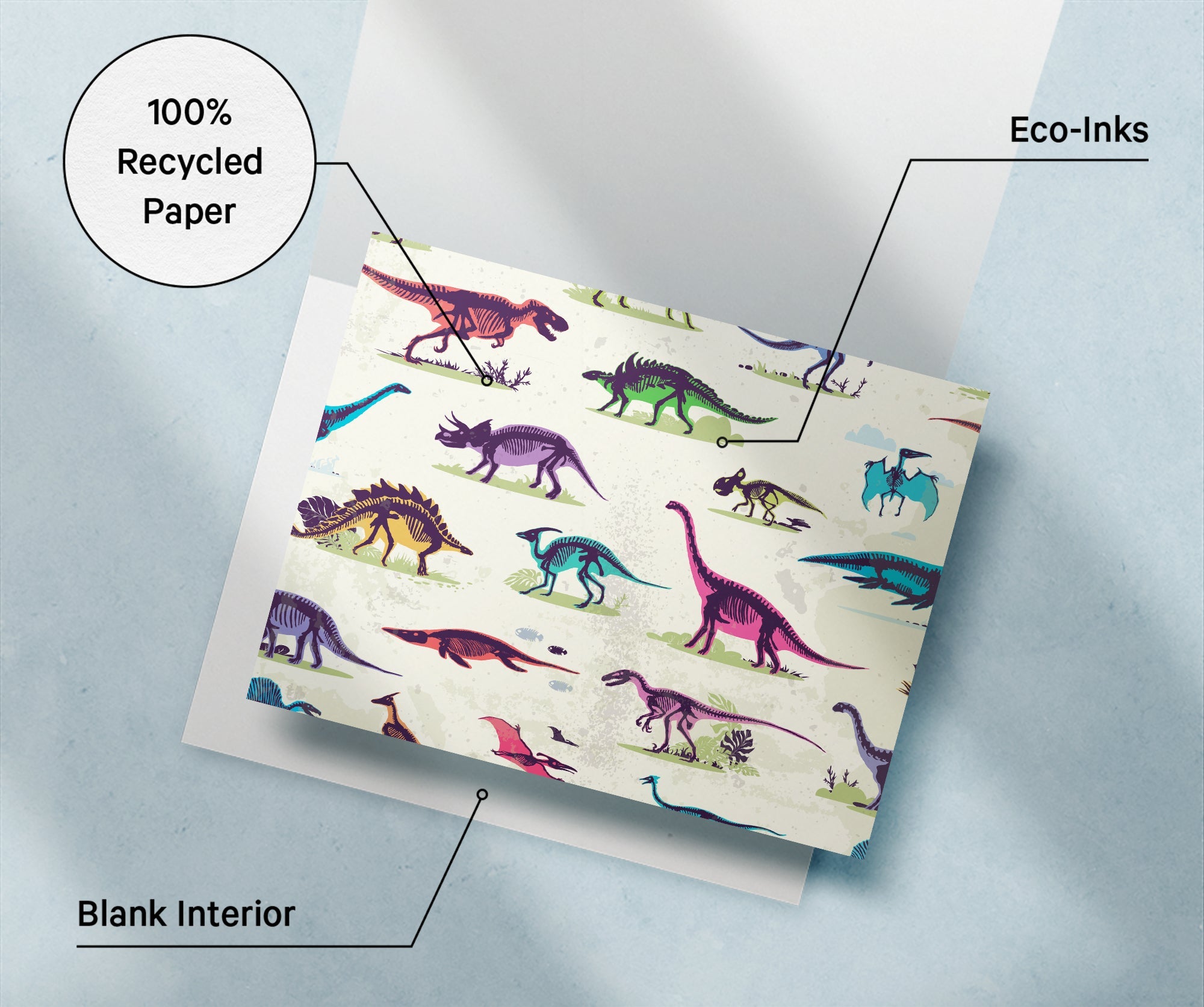 Jurassic Joy Dinosaur Greeting Cards for Kids with Envelopes - Set of 12