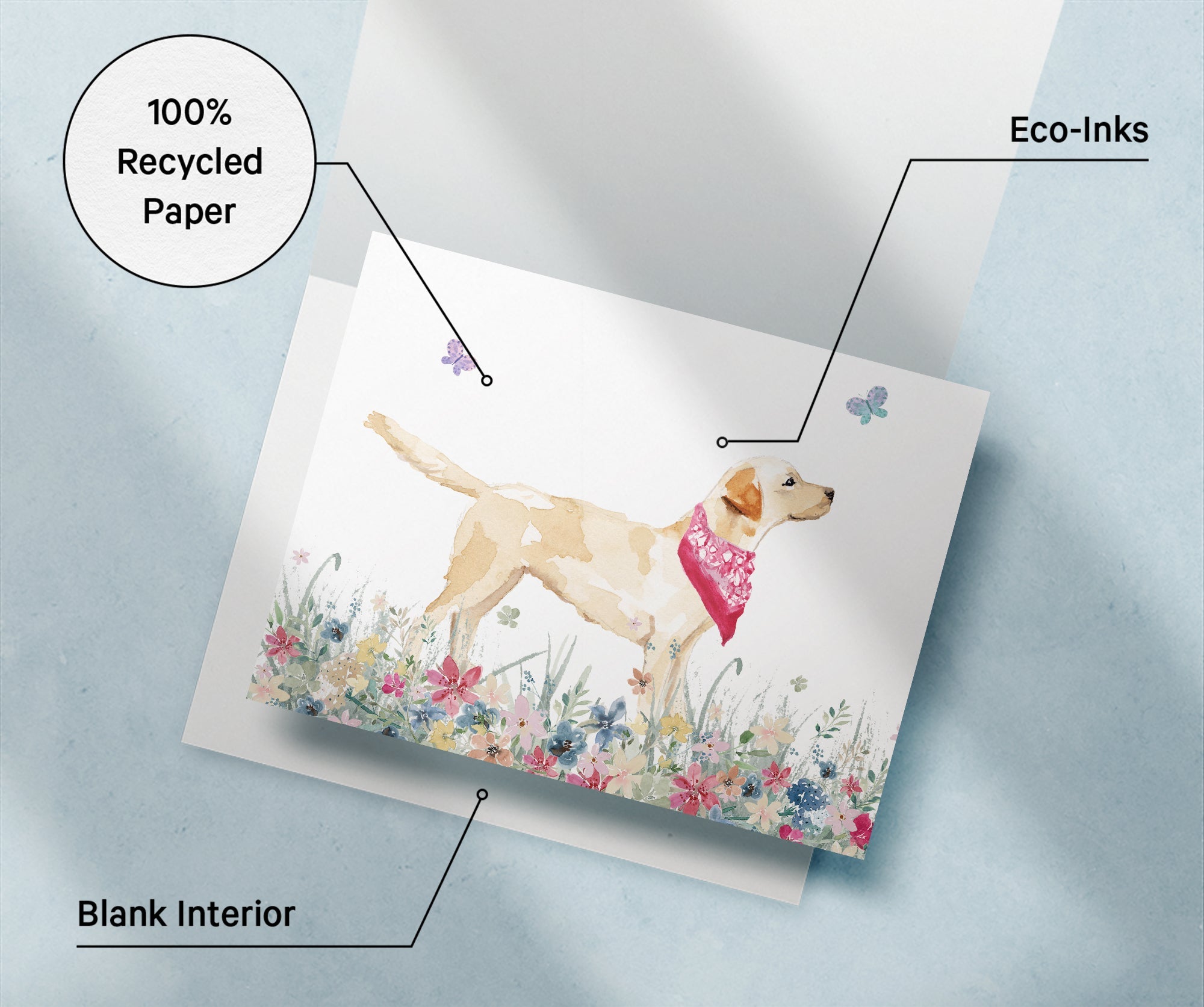 Labrador Retriever Watercolor Dog Greeting Cards with Envelopes - Set of 12