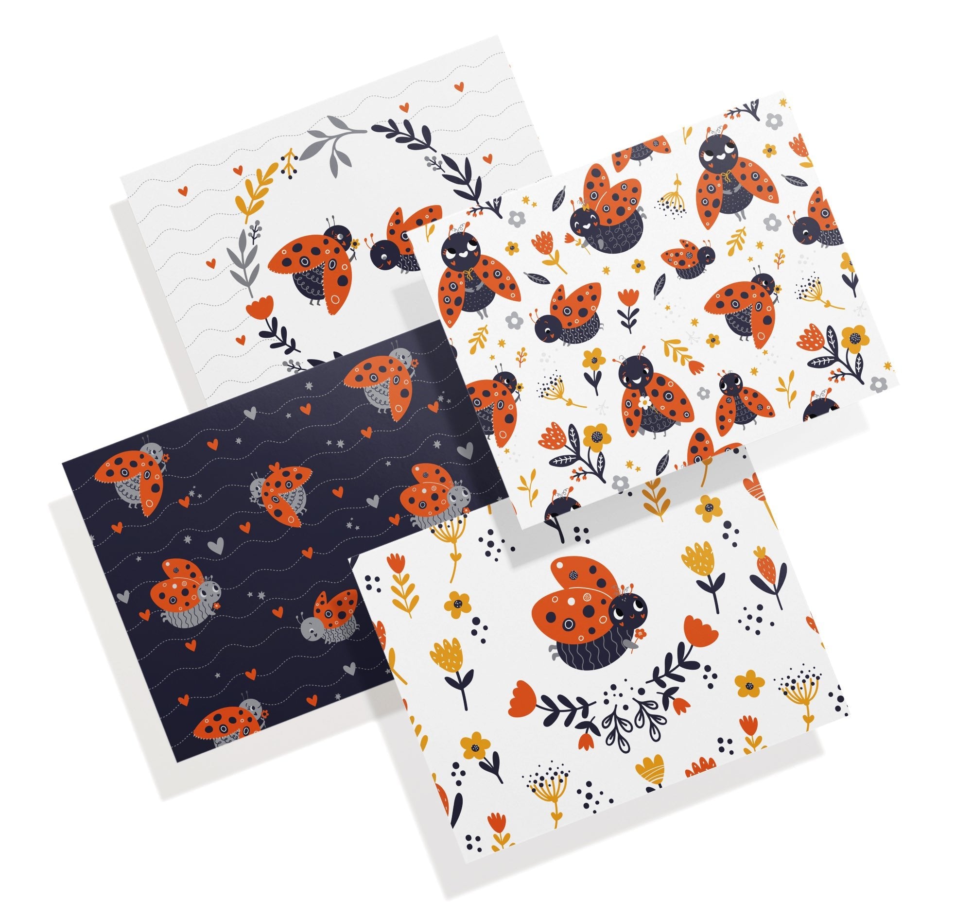 Little Ladybugs Greeting Cards with Envelopes - Set of 12
