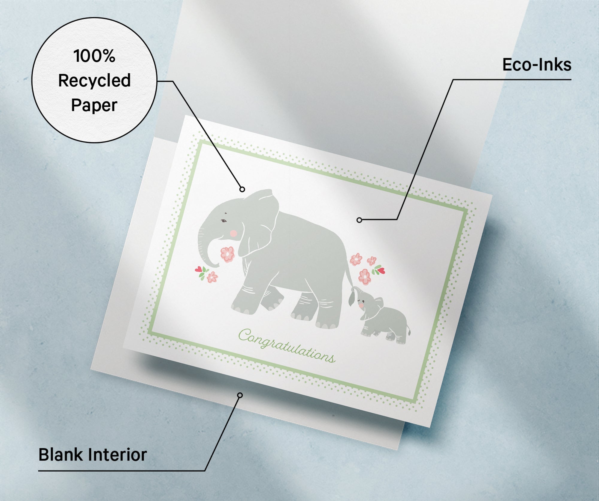 Mother & Baby Animal Congratulations Cards with Envelopes - Set of 12