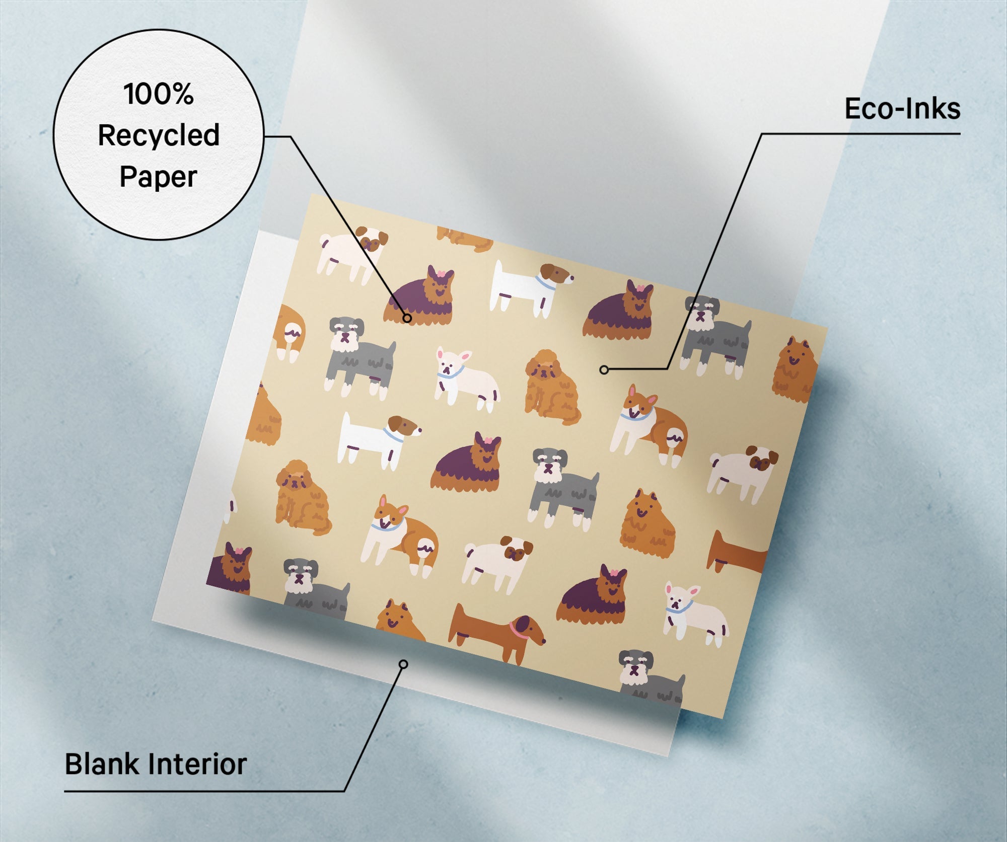 Paw Prints Dog Greeting Card Set with Envelopes (12 Cards)