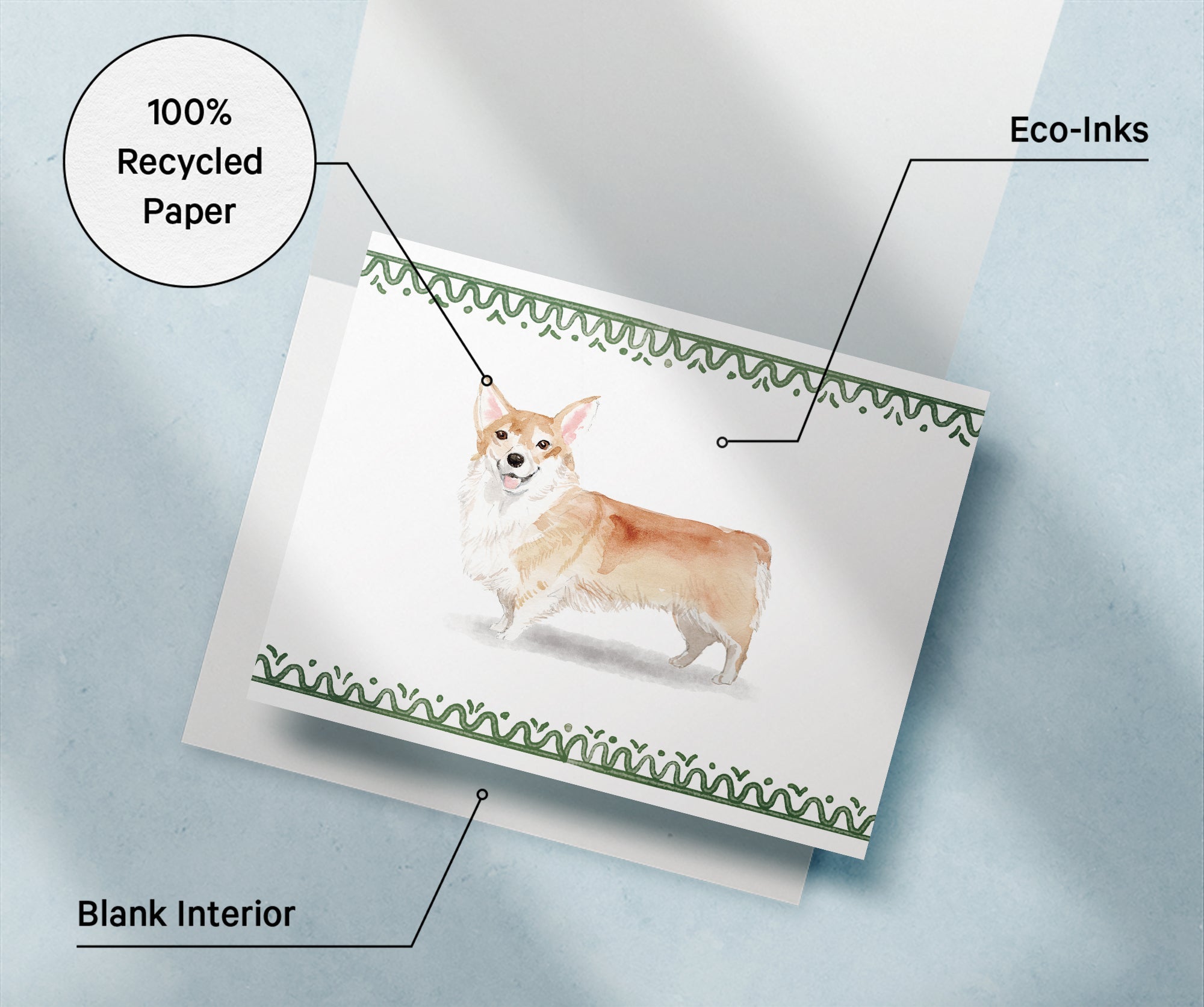 Pembroke Welsh Corgi Watercolor Dog Greeting Cards with Envelopes - Set of 12