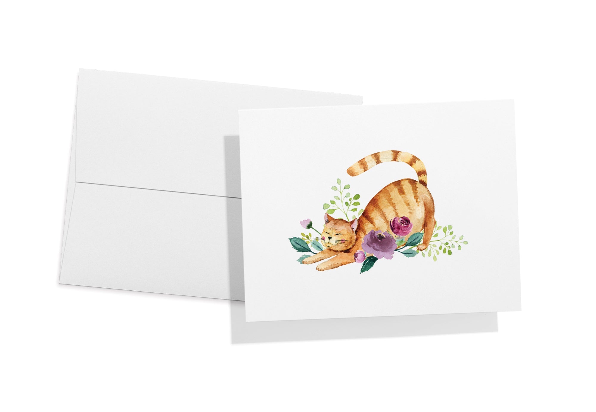 Playful Cats Watercolor Cat Greeting Cards with Envelopes - Set of 12