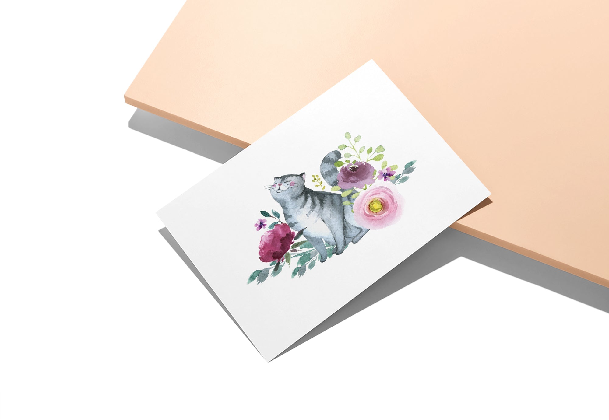 Playful Cats Watercolor Cat Greeting Cards with Envelopes - Set of 12
