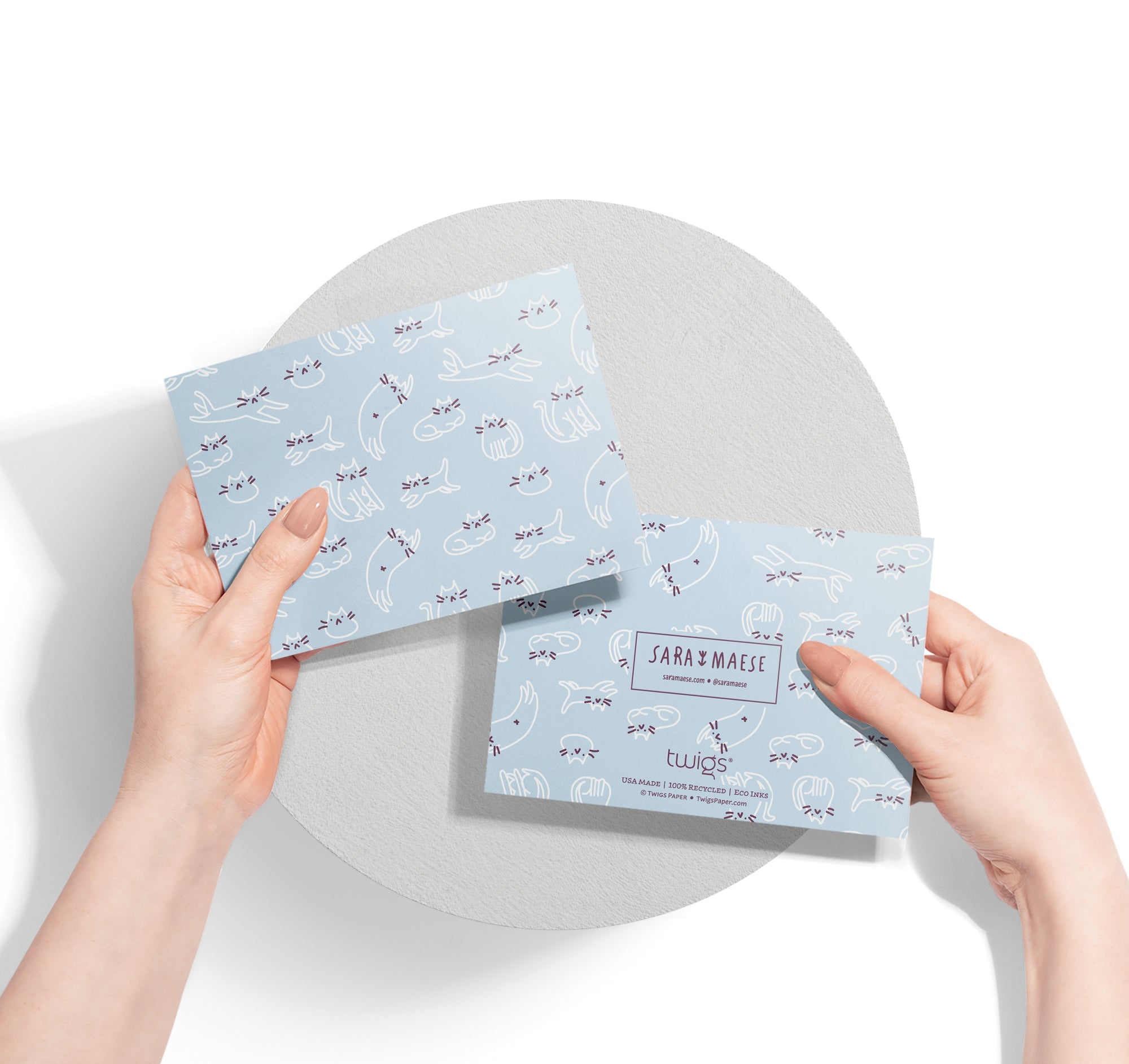 Purr-fect Patterns Cat Greeting Cards with Envelopes - Set of 12