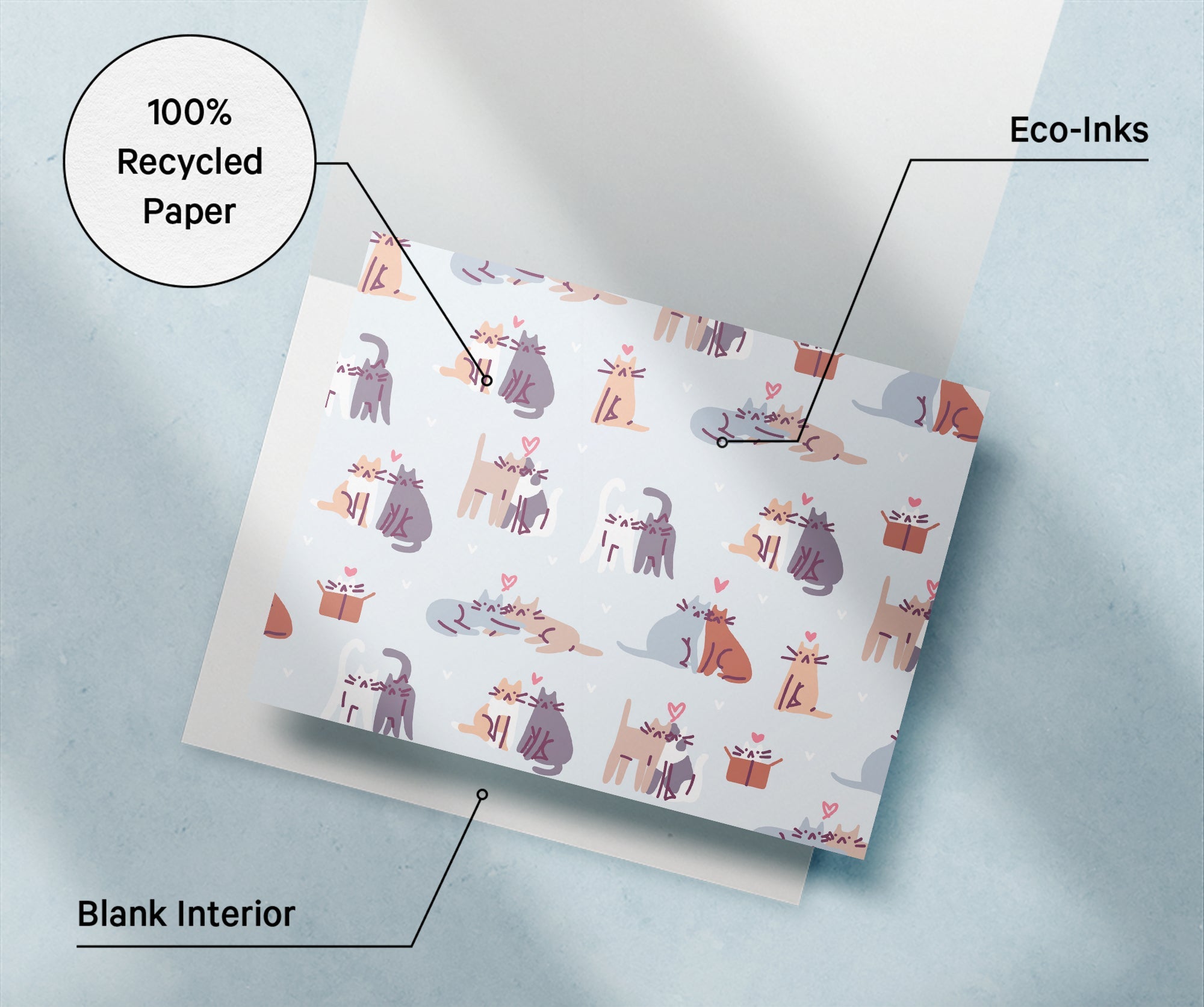 Purr-fect Patterns Cat Greeting Cards with Envelopes - Set of 12