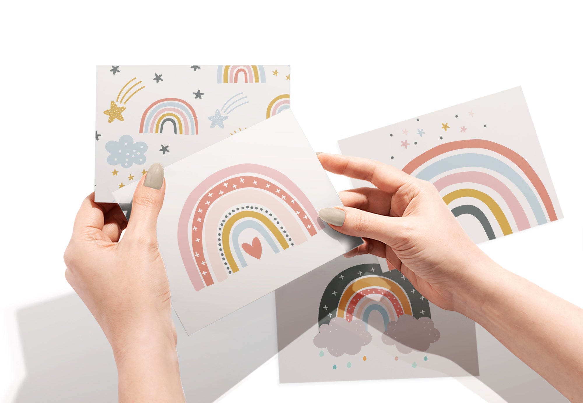 Rainbow Wishes Baby Shower Cards with Envelopes - Set of 12