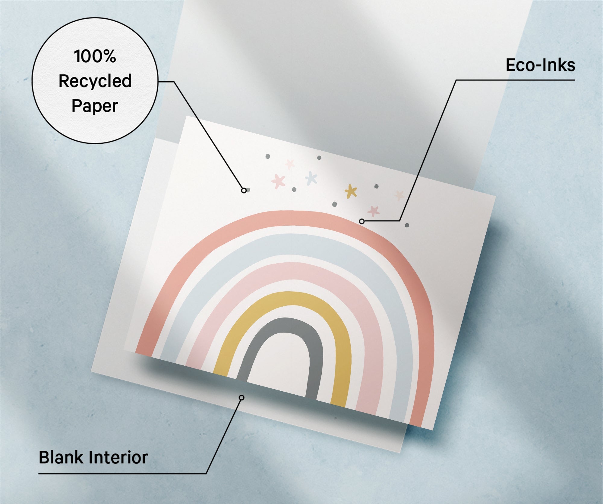Rainbow Wishes Baby Shower Cards with Envelopes - Set of 12