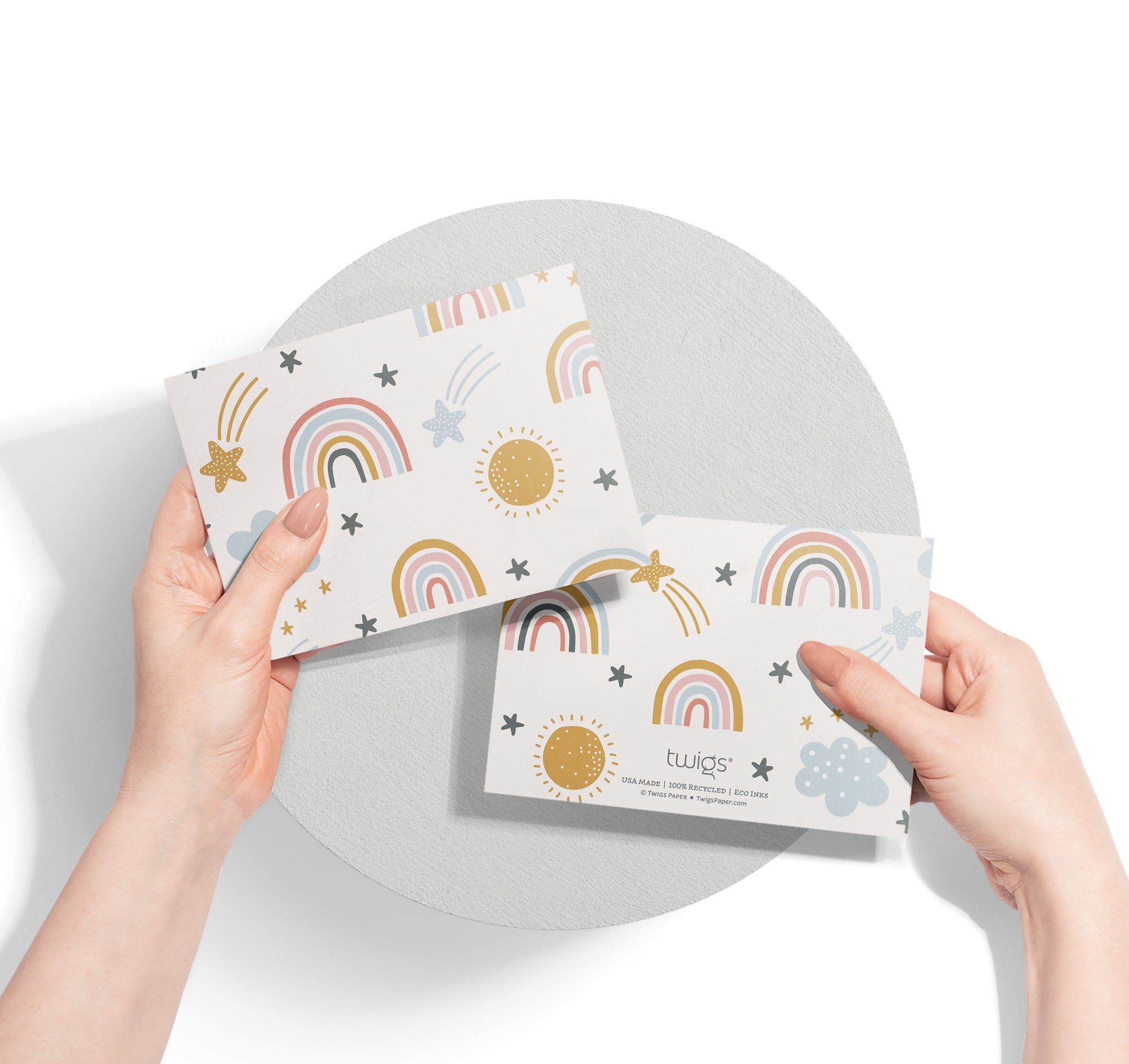 Rainbow Wishes Baby Shower Cards with Envelopes - Set of 12