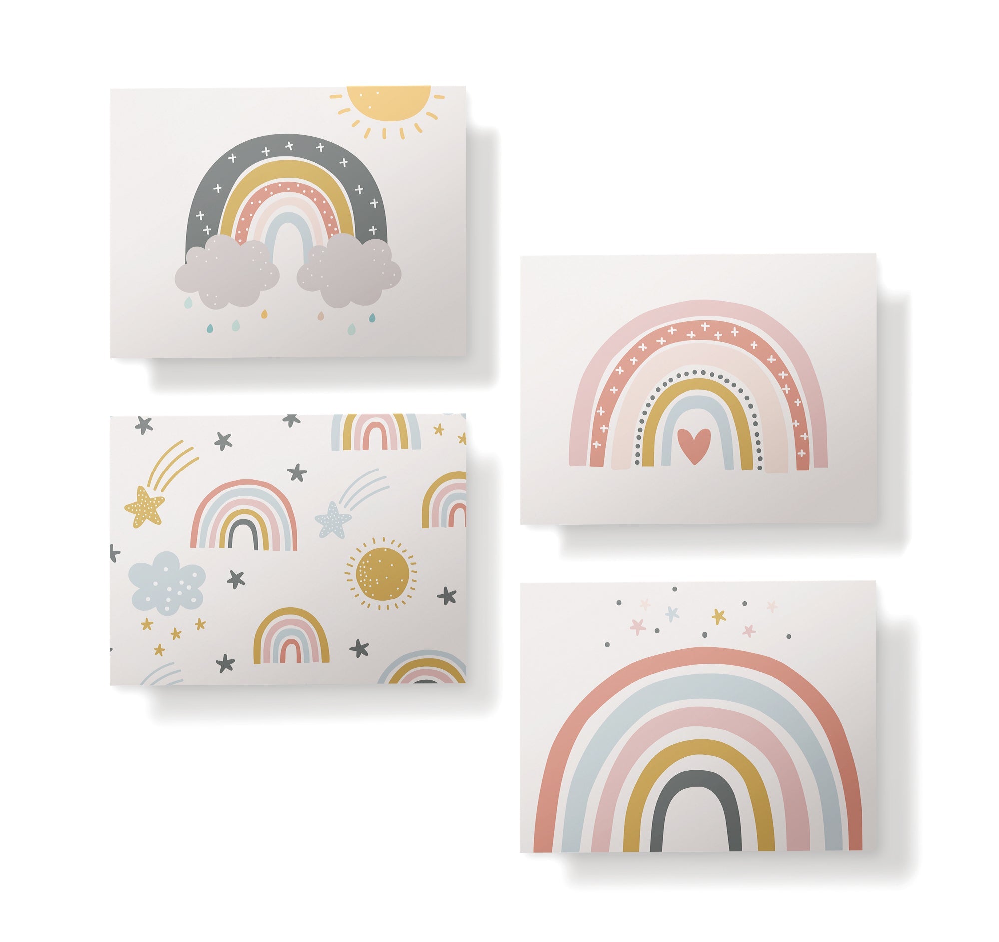 Rainbow Wishes Baby Shower Cards with Envelopes - Set of 12