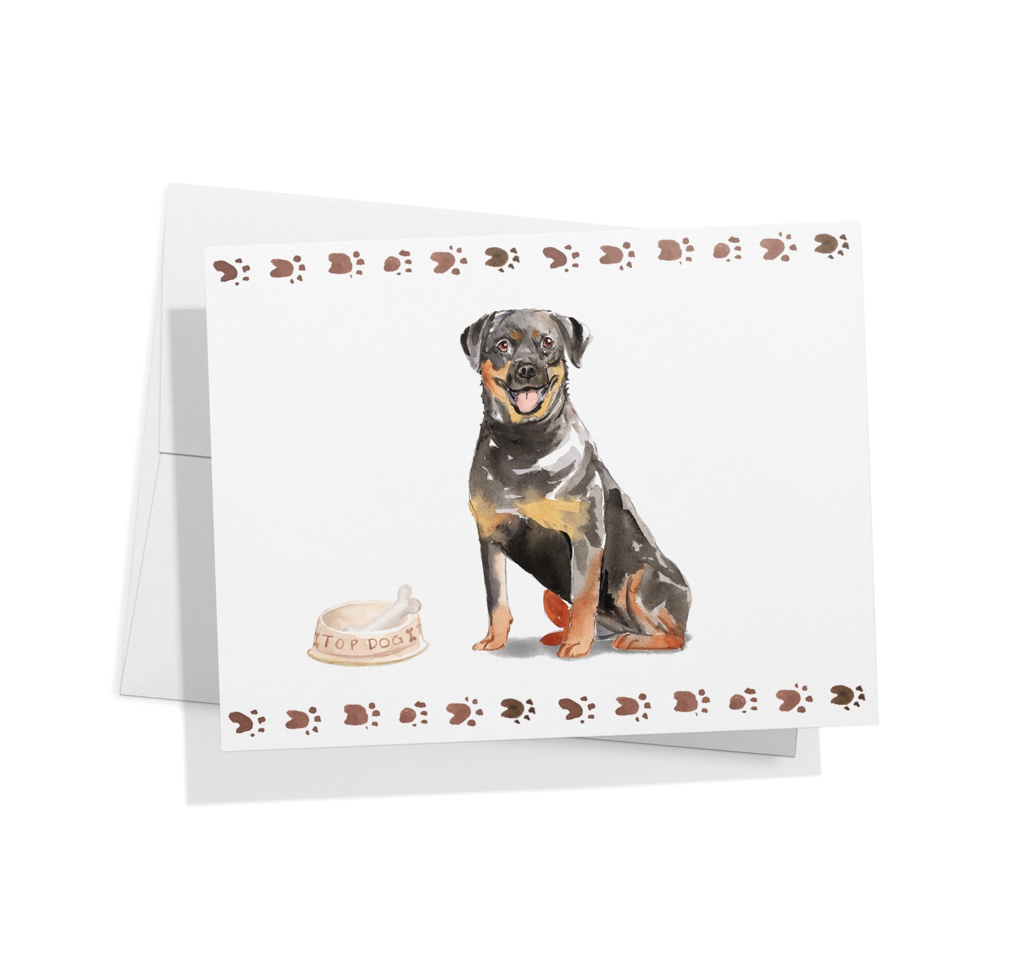 Rottweiler Watercolor Dog Greeting Cards with Envelopes - Set of 12