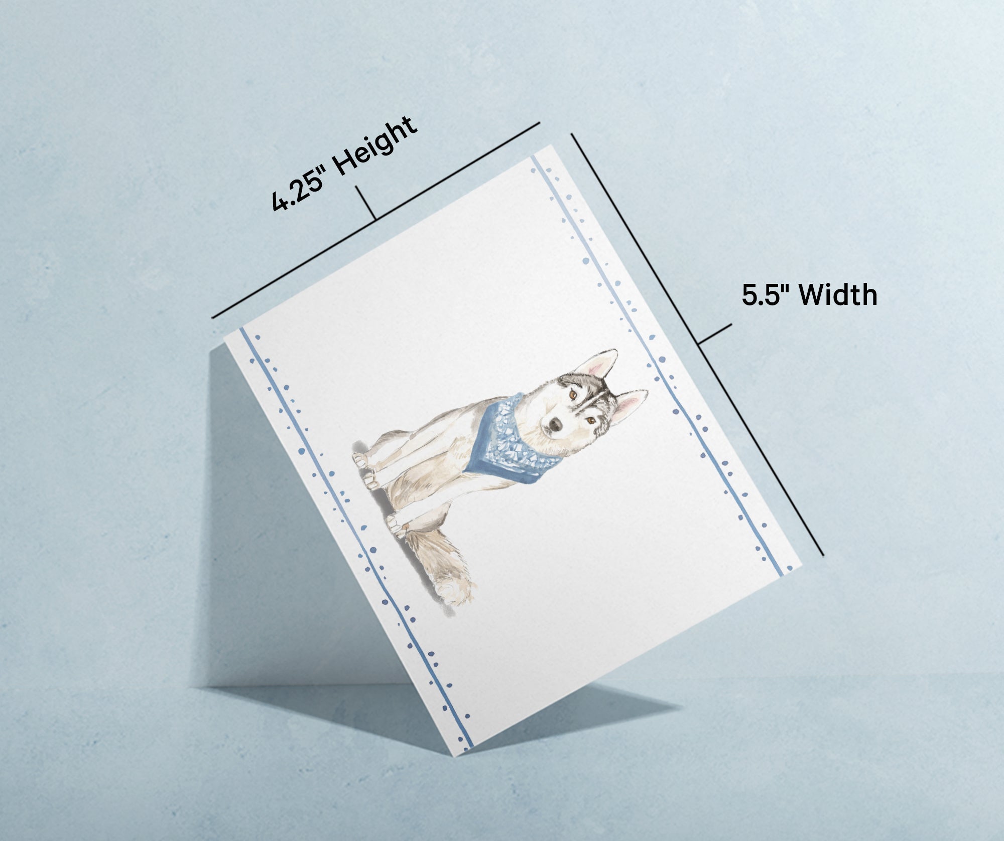 Siberian Husky Watercolor Dog Greeting Cards with Envelopes - Set of 12