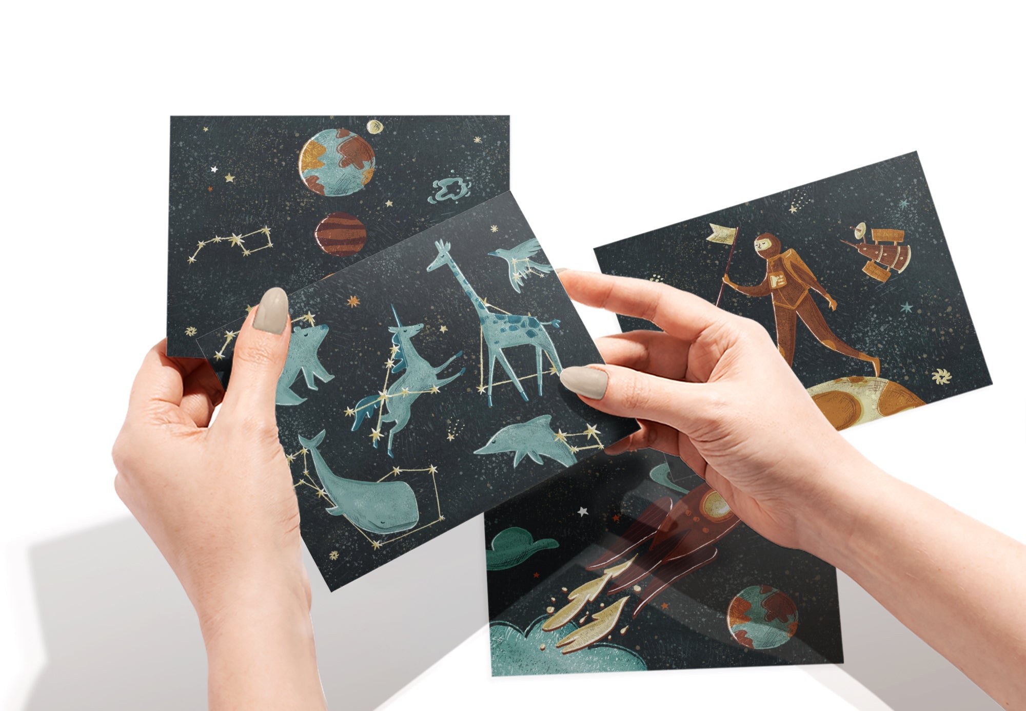 Space Odyssey Outer Space Greeting Cards for Kids with Envelopes - Set of 12