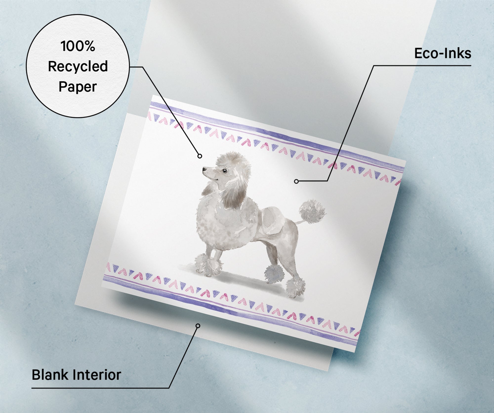 Standard Poodle Watercolor Dog Greeting Cards with Envelopes - Set of 12