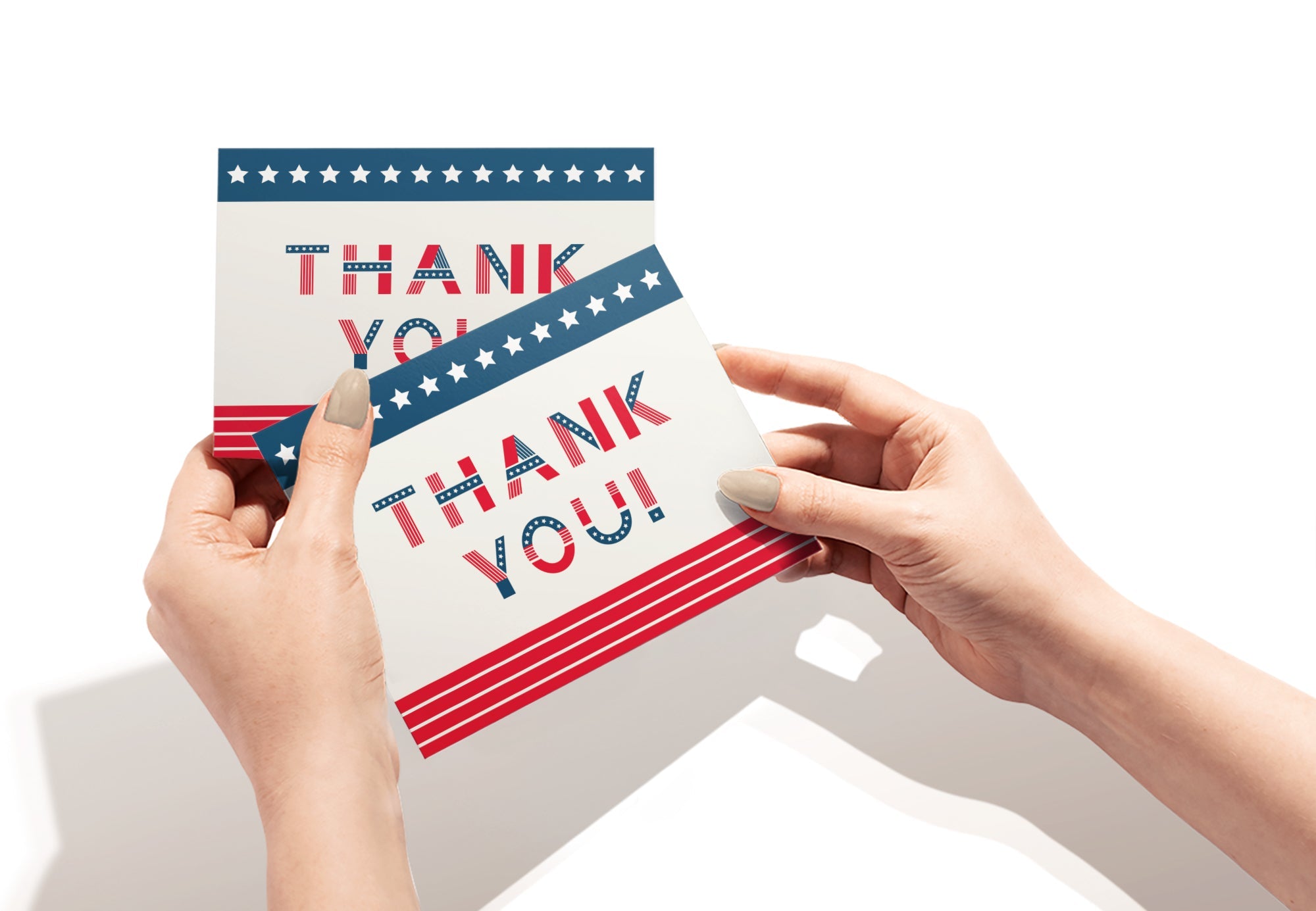 Stars & Stripes Patriotic Thank You Cards with Envelopes - Set of 12