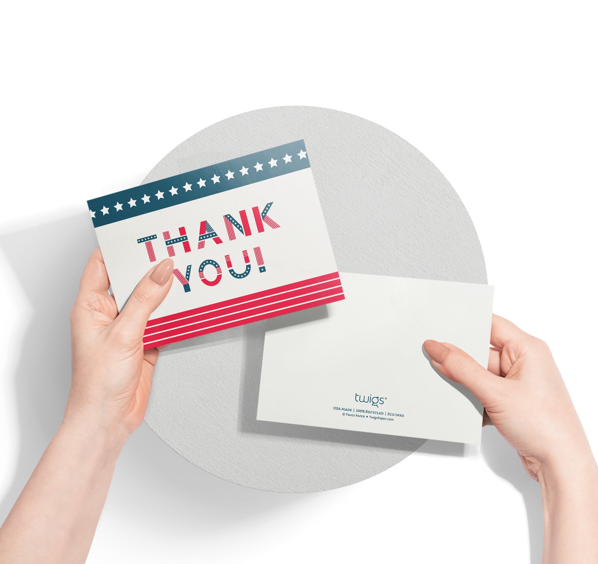 Stars & Stripes Patriotic Thank You Cards with Envelopes - Set of 12