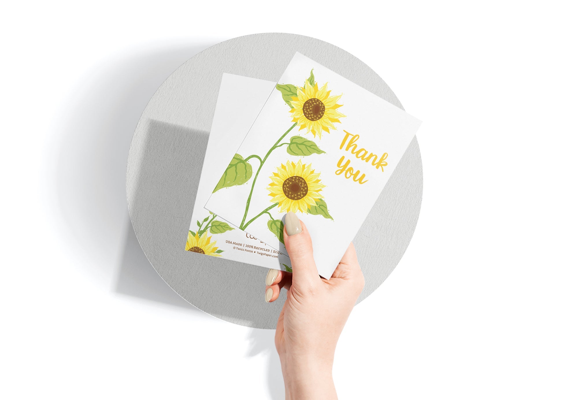 Sunflower Gratitude Floral Thank You Cards with Envelopes - Set of 12