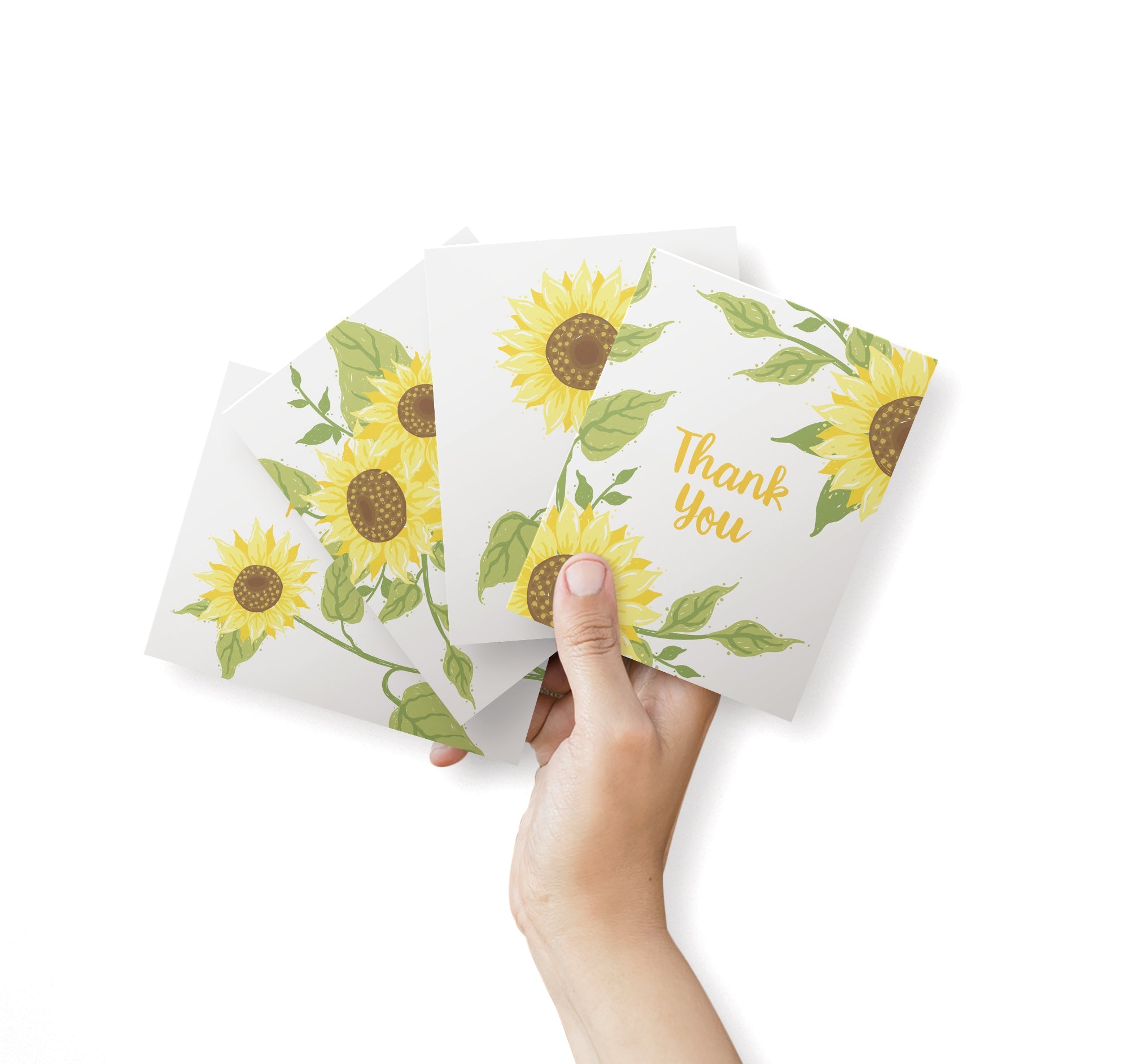 Sunflower Gratitude Floral Thank You Cards with Envelopes - Set of 12