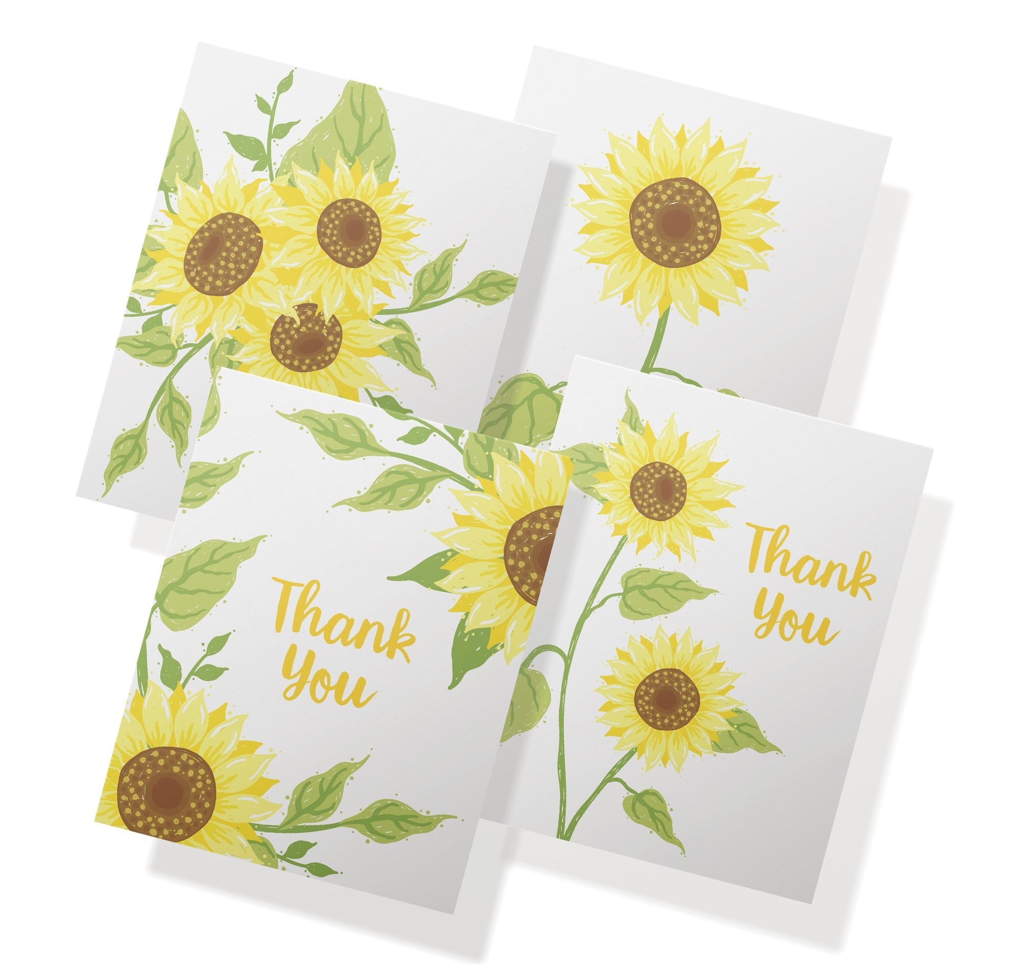 Sunflower Gratitude Floral Thank You Cards with Envelopes - Set of 12