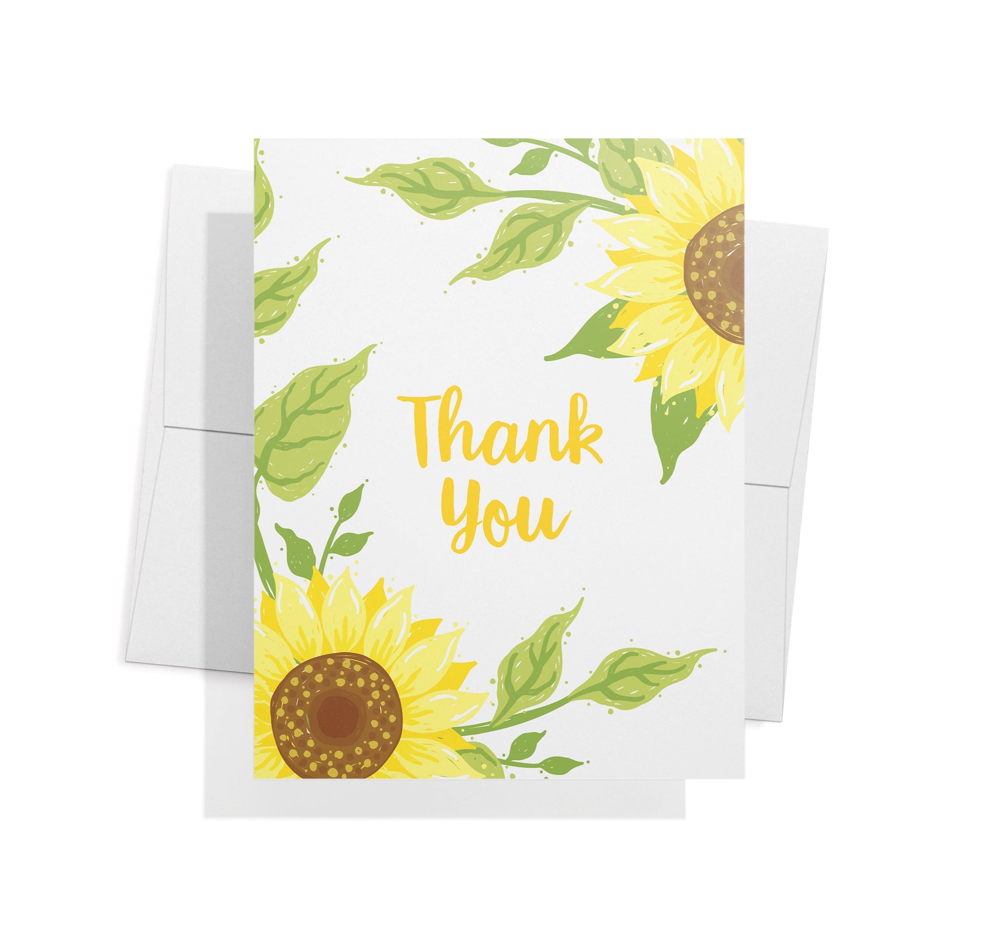 Sunflower Gratitude Floral Thank You Cards with Envelopes - Set of 12