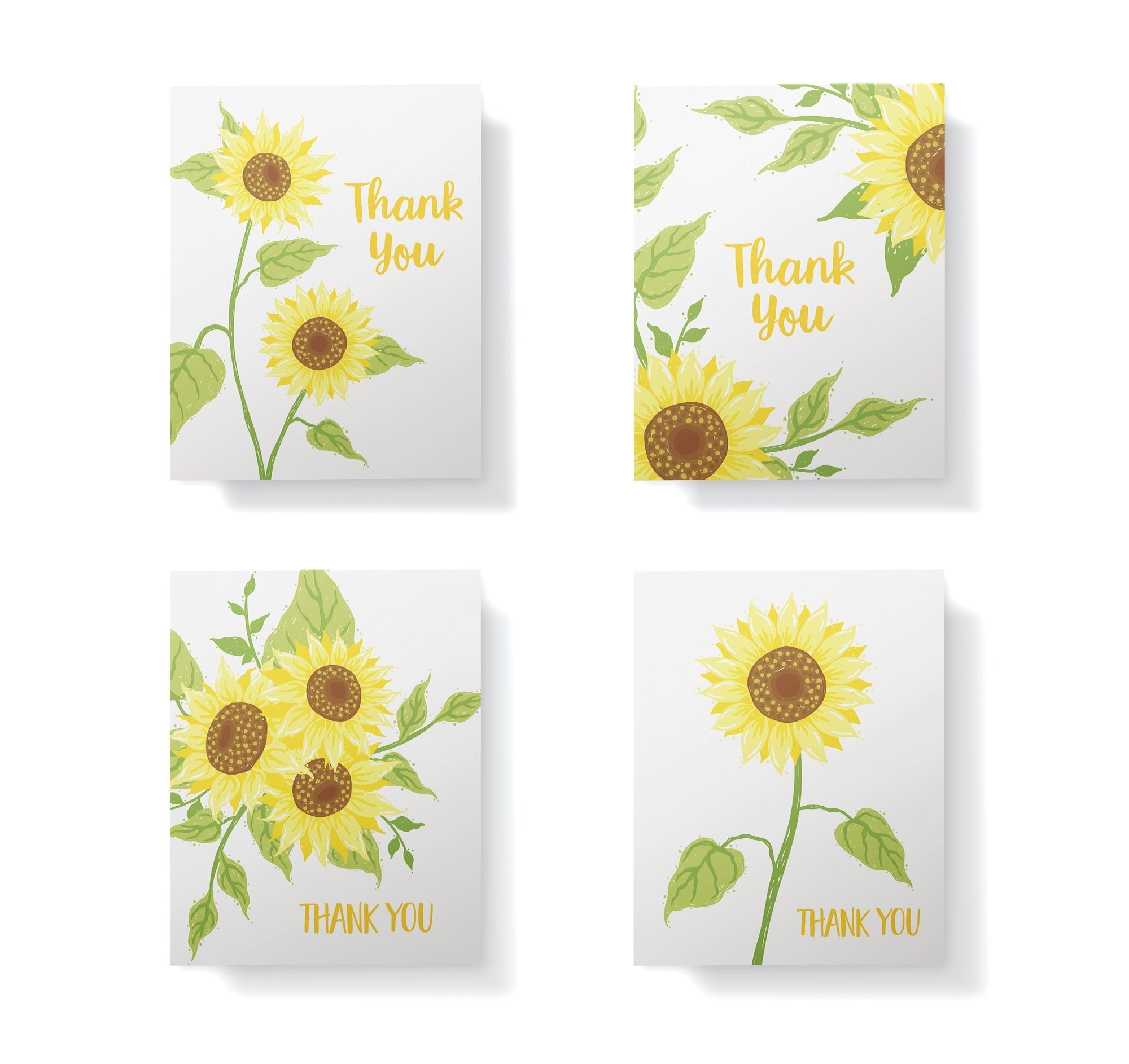 Sunflower Gratitude Floral Thank You Cards with Envelopes - Set of 12